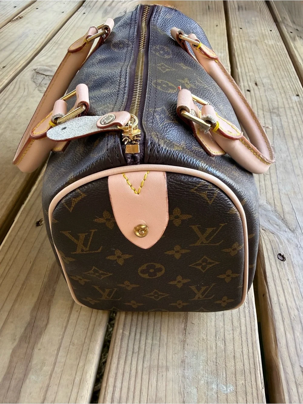 Designer Inspired Brown Monogram Satchel Speedy Style Bag Purse Handbag - Picture 9 of 12